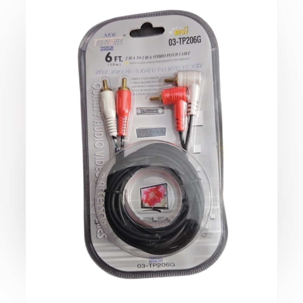 Topzone 6FT 2 RCA TO 2 RCA Stereo Patch Cable